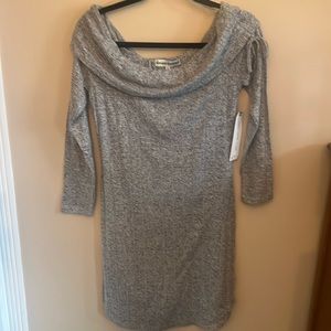 Almost Famous Women’s Off-Shoulder Gray Sweater Dress, NWT